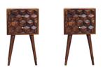 Set van 2 Mango Houten Nachtkastjes – Handgemaakt – Vintage, Huis en Inrichting, Minder dan 45 cm, Verzenden, Nieuw, 55 tot 70 cm
