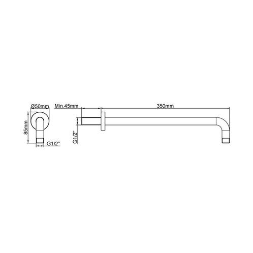 Luxe Douche-Arm Wiesbaden Rond Muurbevestiging 35 cm, Doe-het-zelf en Verbouw, Sanitair, Ophalen of Verzenden