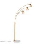 Booglamp brons met marmer en amber glas 3-lichts - Nina, Huis en Inrichting, Lampen | Vloerlampen, Nieuw, Glas, Art Deco