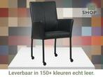 Leren eetkamerstoel Comfort met wieltjes en armleuning -, Overige kleuren, Nieuw, Leer, Ophalen of Verzenden
