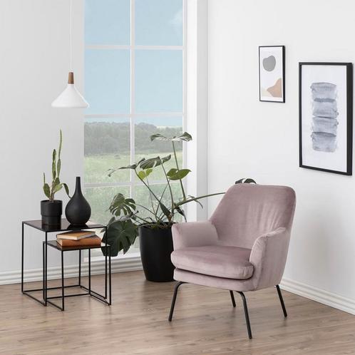 15% korting | Fauteuil roze | velvet | metalen poten, Huis en Inrichting, Fauteuils, Minder dan 75 cm, Nieuw, Metaal, Verzenden