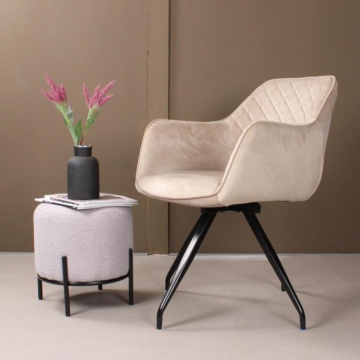 Eetkamerstoel  Velvet Champagne - Armstoel Champagne  -, Huis en Inrichting, Stoelen, Nieuw, Ophalen of Verzenden