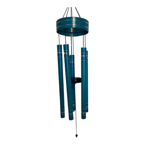 Metalen turquoise gestemde windgong met 5 buizen 94 cm, Tuin en Terras, Tuinwanddecoratie, Verzenden