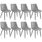 Set stoelen Monroe fluweellook - grijs, Set van 8, Huis en Inrichting, Stoelen, Verzenden, Nieuw