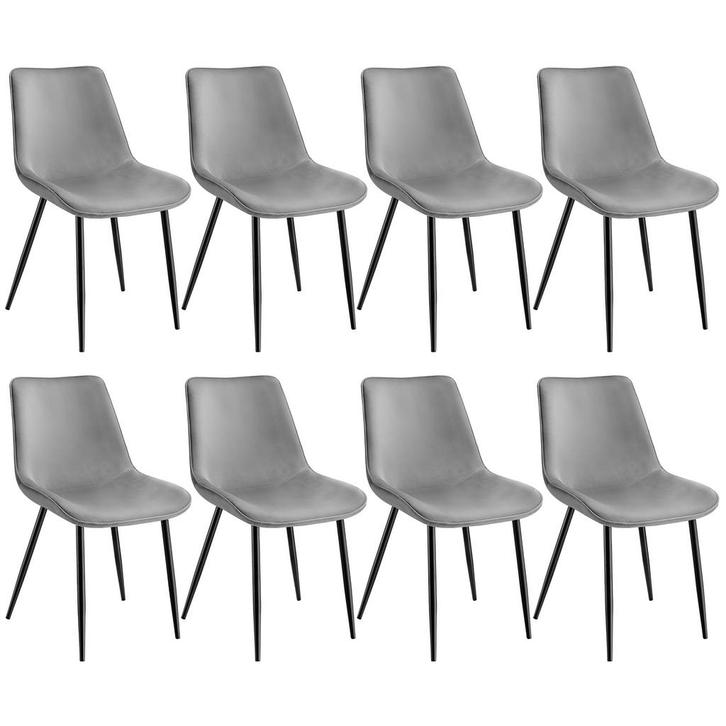 Set stoelen Monroe fluweellook - grijs, Set van 8, Huis en Inrichting, Stoelen, Verzenden