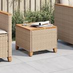 vidaXL Tuintafel 45x45x37 cm poly rattan en acaciahout beige, Tuin en Terras, Verzenden, Nieuw