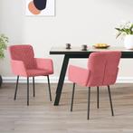 vidaXL Eetkamerstoelen 2 st fluweel roze, Verzenden, Nieuw