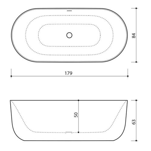 Vrijstaand Bad Xenz Mauro 180x84x64 cm Solid Surface Zwart, Doe-het-zelf en Verbouw, Sanitair, Ophalen of Verzenden