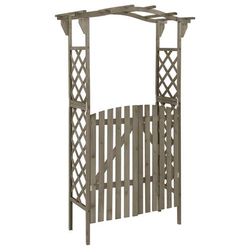 Pergola met poort 116x40x204 cm massief vurenhout grijs, Tuin en Terras, Tuinpoorten, Nieuw, Verzenden
