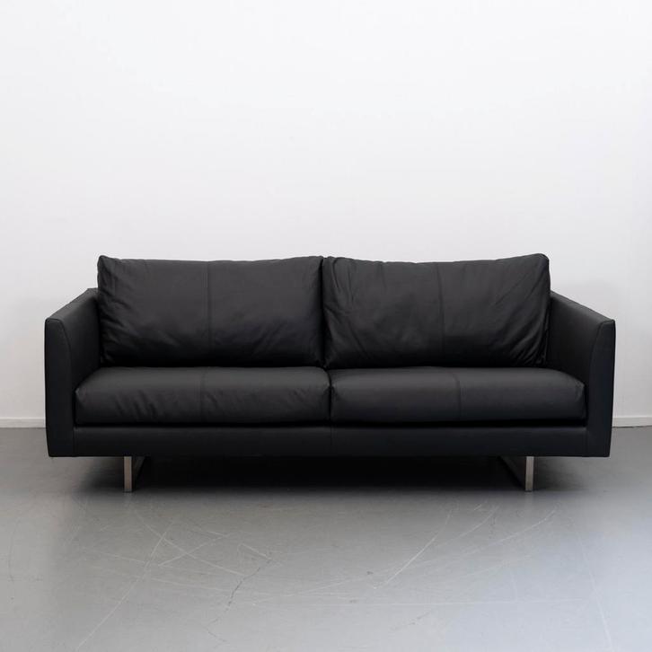 1x Montis Axel Bank 3-Zits/190cm Zwart Leder - Sledepoot, Huis en Inrichting, Banken | Bankstellen, 150 tot 200 cm, 75 tot 100 cm