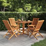 vidaXL 5-delige Tuinset inklapbaar massief teakhout, Tuin en Terras, 5 zitplaatsen, Verzenden, Teakhout, Nieuw
