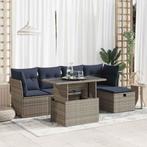 vidaXL 6-delige Loungeset met kussens poly rattan acacia, Tuin en Terras, Verzenden, Nieuw, Rotan, Loungeset