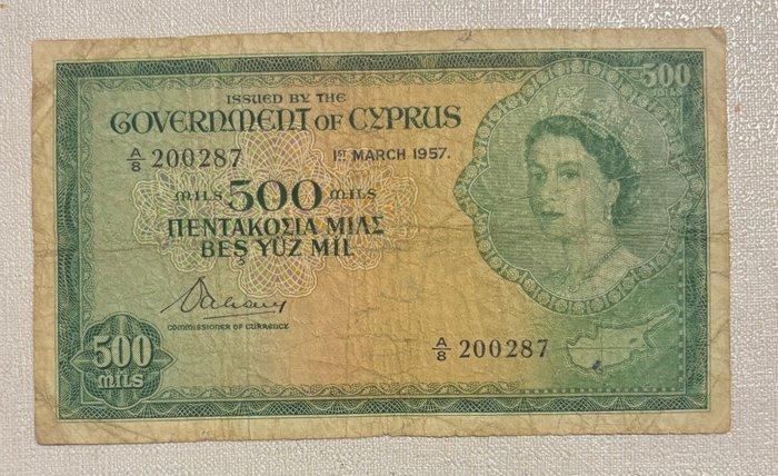 Cyprus. - 500 Mils - 1957 - Pick 34 (Zonder minimumprijs), Postzegels en Munten, Bankbiljetten | Europa | Niet-Eurobiljetten