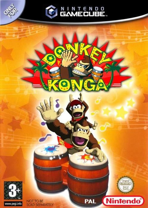 Donkey Konga met bonga controller (Nintendo Gamecube, Spelcomputers en Games, Games | Nintendo GameCube, Zo goed als nieuw, Ophalen of Verzenden