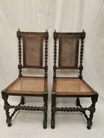 Fauteuil - Set van Antieke Houten Fauteuils met Rieten