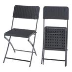 Klapstoel Mark set van 2 tuinstoelen 81x45x58 cm rotan look, Caravans en Kamperen, Verzenden, Nieuw
