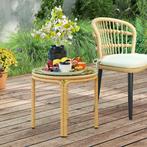 TRUUSK Bijzettafel Van Polyrattan Ronde Salontafel Met Glaze, Verzenden, Nieuw