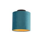 Plafondlamp met velours kap blauw met goud 20 cm - Combi, Nieuw, Overige materialen, Klassiek / Antiek