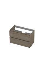 Onderkast INK 2 laden greeploos met houten keerlijst 80 cm x, Doe-het-zelf en Verbouw, Sanitair, Ophalen of Verzenden, Nieuw, Bad
