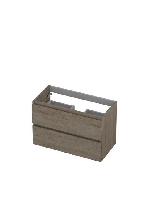 Onderkast INK 2 laden greeploos met houten keerlijst 80 cm x, Doe-het-zelf en Verbouw, Sanitair, Bad, Nieuw, Ophalen of Verzenden