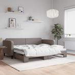 vidaXL Slaapbank met onderschuifbed 90x200 cm stof taupe, 90 cm, Eenpersoons, Verzenden, Nieuw