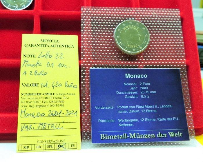 Monaco. Euro 2001/2021 (22 monete) (Zonder Minimumprijs), Postzegels en Munten, Munten | Europa | Euromunten