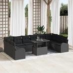 vidaXL Tuin Sofa Set met opslag 11 pcs Zwart Poly riet, Verzenden, Nieuw, Rotan