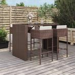 vidaXL 5-delige Tuinbarset met kussens poly rattan bruin, Verzenden, Nieuw, Rotan, 5 zitplaatsen