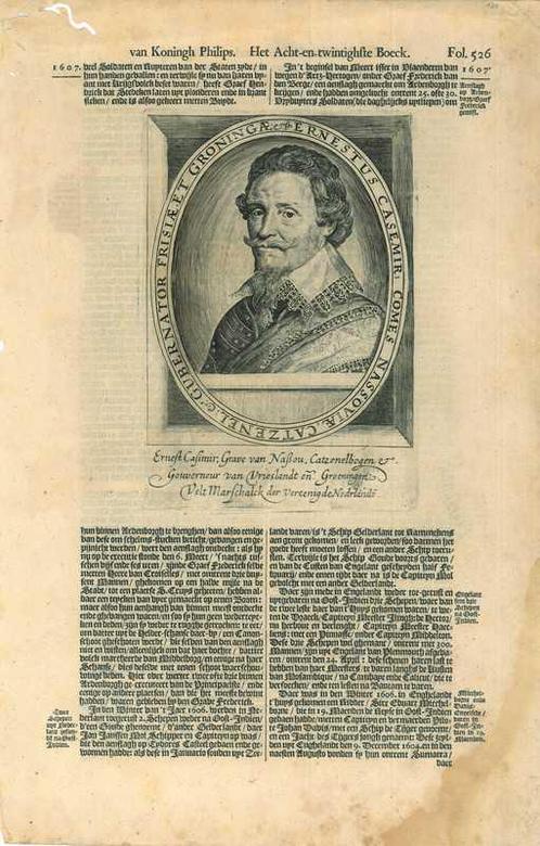 Portrait of Ernest Casimir I Count of Nassau-Dietz, Antiek en Kunst, Kunst | Etsen en Gravures