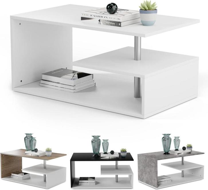 Salontafel met opbergruimte - 90x50 cm - Wit - MIADOMODO®, Huis en Inrichting, Woonaccessoires | Overige, Zo goed als nieuw, Verzenden