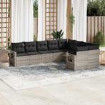 vidaXL 9-delige Loungeset met kussens poly rattan lichtgrijs, Verzenden, Nieuw, Rotan, Loungeset