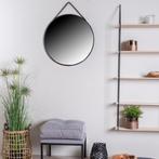 Wandspiegel zwart | Kunstleren band | Rond, Minder dan 50 cm, Verzenden, 100 tot 150 cm, Rond