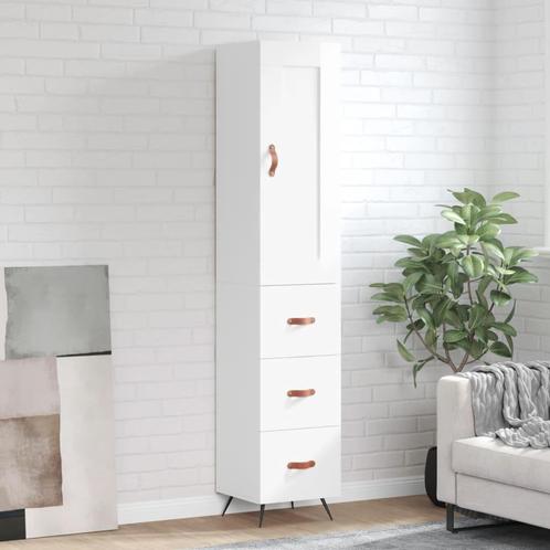 vidaXL buffetkast 34,5x34x180 cm bewerkt hout hoogglans wit, Huis en Inrichting, Kasten | Buffetkasten, 25 tot 50 cm, Nieuw, Overige houtsoorten