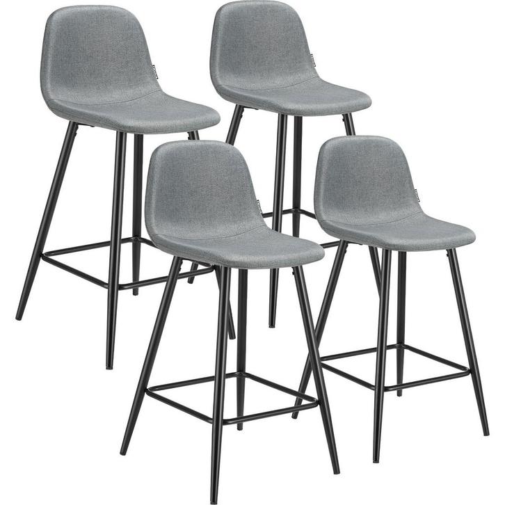 Barkruk Willow met rugleuning, gestoffeerd - Set van 4, Huis en Inrichting, Barkrukken, Verzenden