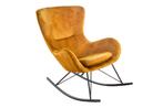 Design schommelstoel SCANDINAVIA SWING mosterdgeel fluwelen, Huis en Inrichting, Ophalen of Verzenden, Nieuw