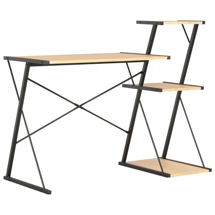 vidaXL Bureau met schap 116x50x93 cm zwart en eikenkleurig, Huis en Inrichting, Bureaus, Nieuw, Verzenden