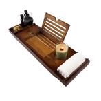 Bamboe Badplank 75-110cm | Gebruikt | Boek/Tablet Houder, Huis en Inrichting, Ophalen of Verzenden, Nieuw, Bruin, Handdoekenrek