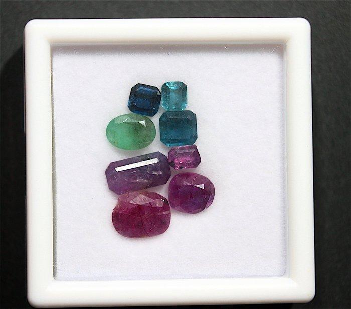 Ct. 7.30 robijn en smaragd natuurlijk uit Pakistan, Verzamelen, Mineralen en Fossielen