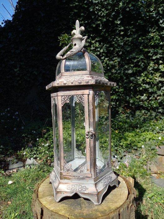 Lantaarn - Large Candle Lantern - 53 cm - Glas, Metaal, Antiek en Kunst, Curiosa en Brocante