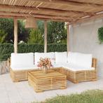 vidaXL 5-delige Loungeset met kussens massief teakhout, Tuin en Terras, Verzenden, Nieuw, Teakhout, Loungeset