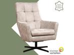 Leren draaifauteuil Central - Kenia Lightgrey (lichtgrijs), Nieuw, Ophalen of Verzenden, 75 tot 100 cm, Industrieel, Modern