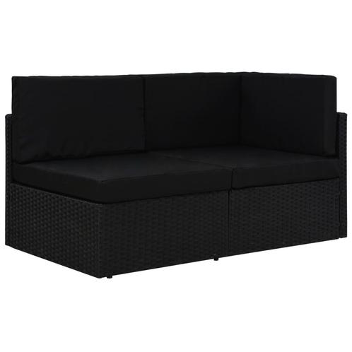vidaXL Tweezitsbank sectioneel poly rattan zwart, Tuin en Terras, Tuinsets en Loungesets, Nieuw, Rotan, Verzenden