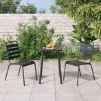 vidaXL 3-delige Tuinset staal antracietkleurig, 2 zitplaatsen, Verzenden, Nieuw, Rvs