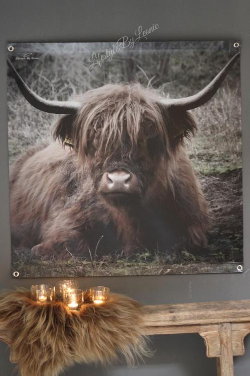 Tuinposter doek Buffel / Hooglander 90cm, Huis en Inrichting, Woonaccessoires | Overige, Nieuw, Ophalen of Verzenden