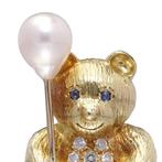 Broche 18 kt Geelgouden Beer en Parel Ballon Broche met, Sieraden, Tassen en Uiterlijk, Antieke sieraden
