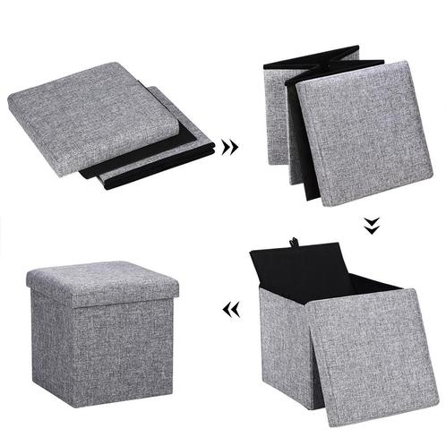 Opvouwbare poef met opslag licht grijs (Stoelen , Interieur), Huis en Inrichting, Stoelen, Nieuw, Verzenden