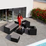 Wicker loungeset Lignano met 2 fauteuils - zwart, Nieuw, Verzenden