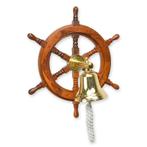 A WOODEN STEERING WHEEL WITH BELL (Beeldjes - Decoratie), Antiek en Kunst, Verzenden