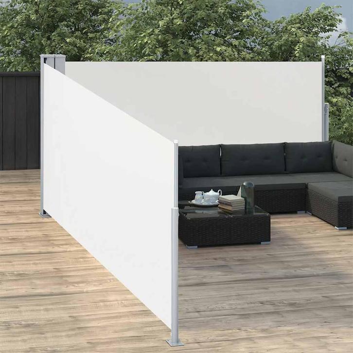 vidaXL Windscherm uittrekbaar 100x1000 cm crème, Tuin en Terras, Zonneschermen, Nieuw, Verzenden