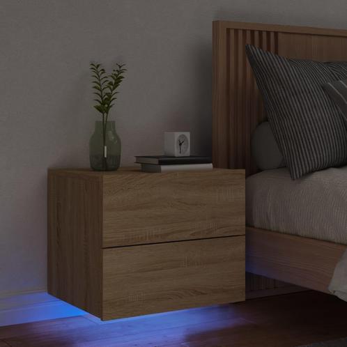 vidaXL Nachtkastje met LEDs wandgemonteerd sonoma, Huis en Inrichting, Slaapkamer | Nachtkastjes, Nieuw, Minder dan 45 cm, Hout